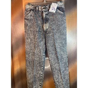 Vintage 80’s Black Acid Wash Skinny Leg Denim Jeans High Waisted Size‎ 26W